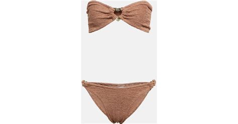 Hunza G Nicole Embellished Bikini In White Lyst Canada