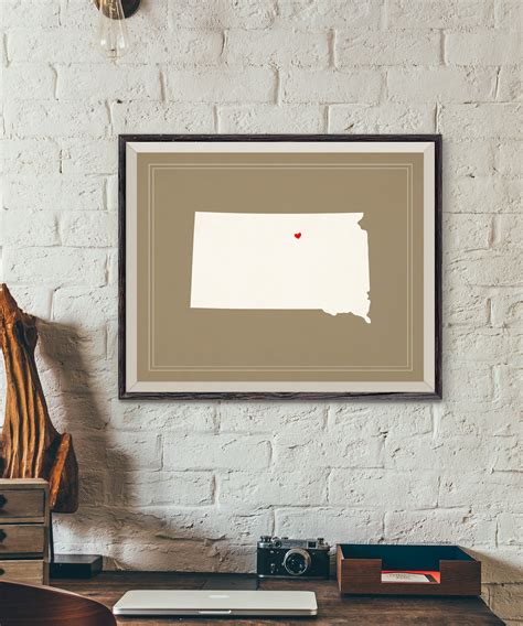 Custom South Dakota State Art Customized State Map Art Personalized