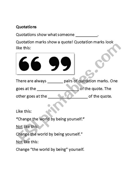 Free Printable Worksheets On Quotation Marks