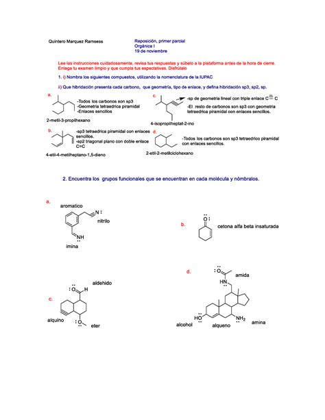 Examen De Reposicion Primer Parcial Quimica Organica Ii Studocu