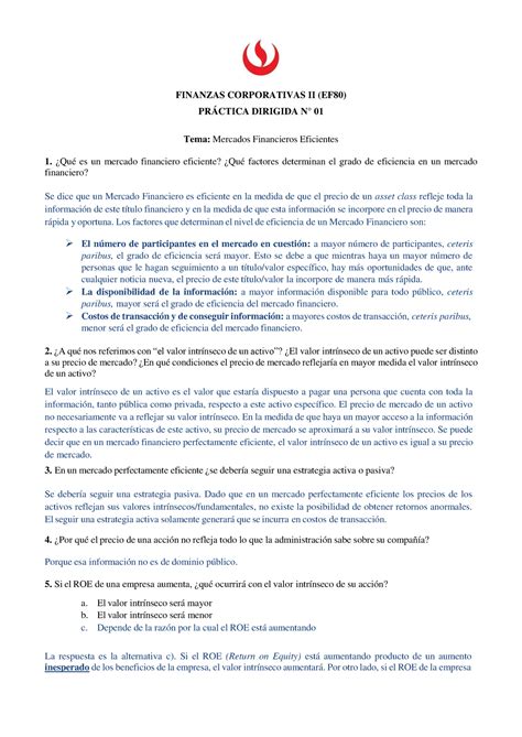 Practica Dirigida 01 2021 02 FINANZAS CORPORATIVAS II EF80 PRÁCTICA