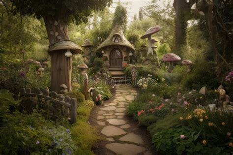 Magical Garden of Fairy Tales, with Storybook Characters and Whimsical ...