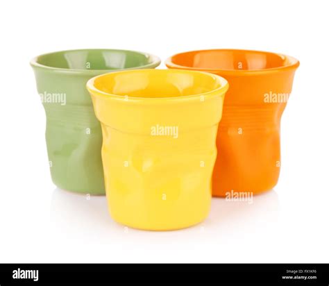 original colorful espresso cups, isolated on white Stock Photo - Alamy