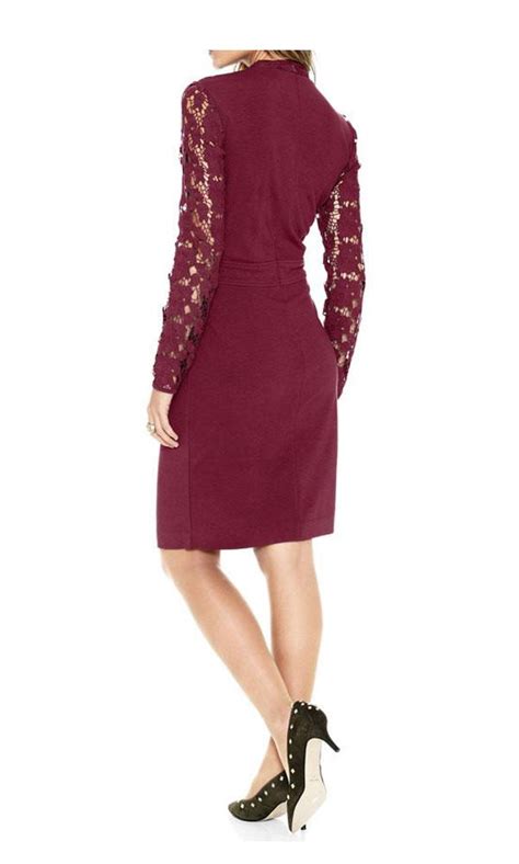 Kleid Mit Spitze Bordeaux Kleider Outlet Mode Shop