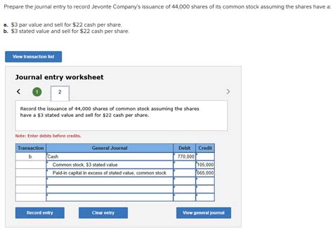 Solved Prepare The Journal Entry To Record Jevonte Company S