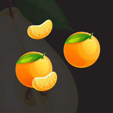 Naranja jugosa brillante fresca madura mandarina vector ilustración