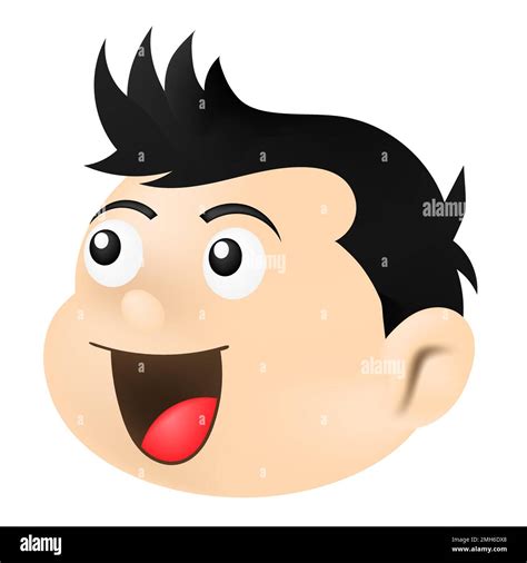 Baby Boy Head Emoticon Having Happy Laughing Face Vector Design