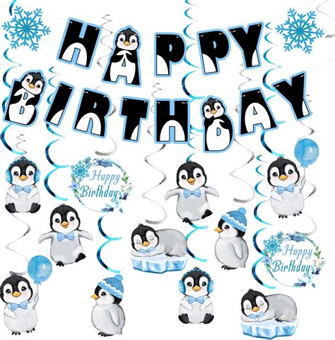 Amazon Penguin Happy Birthday Banner Streamers Party Decorations