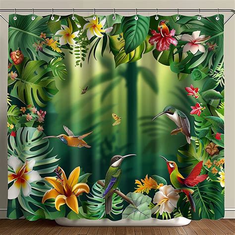 Exotic Jungle Paradise Shower Curtain Vibrant Tropical Rainforest