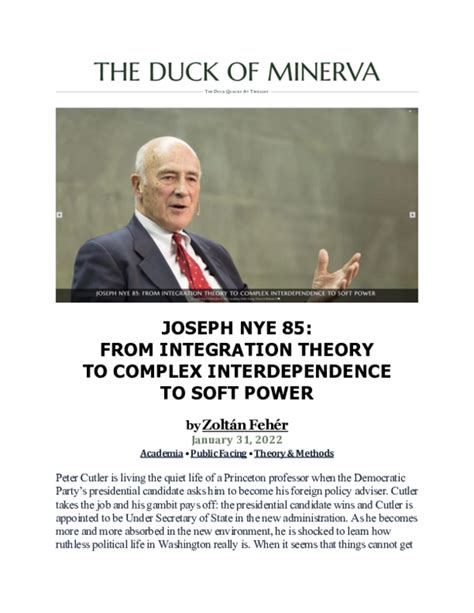 (PDF) Joseph Nye 85: From Integration Theory to Complex Interdependence ...