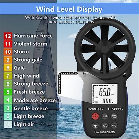 Holdpeak B Handheld Anemometer With Tripod Digital Wind Speed Gauge