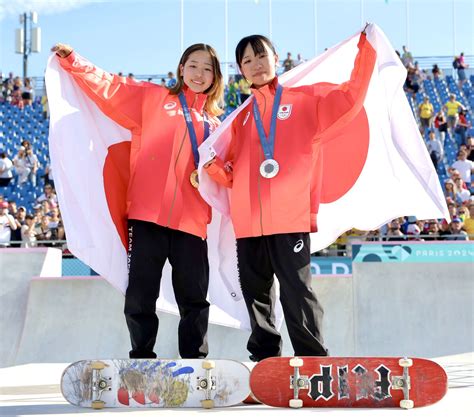 【画像】【パリ五輪】日本勢が金と銀 スケボー女子ストリートで表彰台で歓声受ける 吉沢恋「ここまで頑張ってきてよかった」 ライブドアニュース