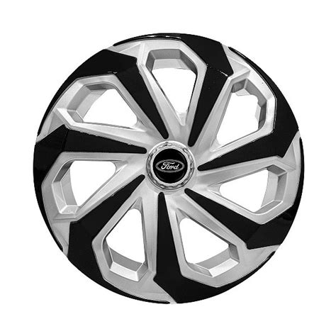 Calota Esportiva Aro 15 Spider Silver Black Emblema Ford Preto