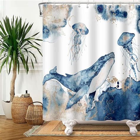 Undersea Serenity GusseaK Whale Shower Curtain For A Tranquil Ocean