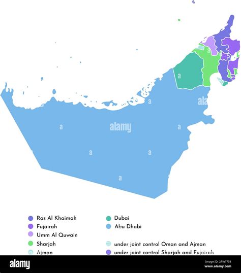 Vector Isolated Simplified Colorful Illustration With Silhouette Mainland Of United Arab