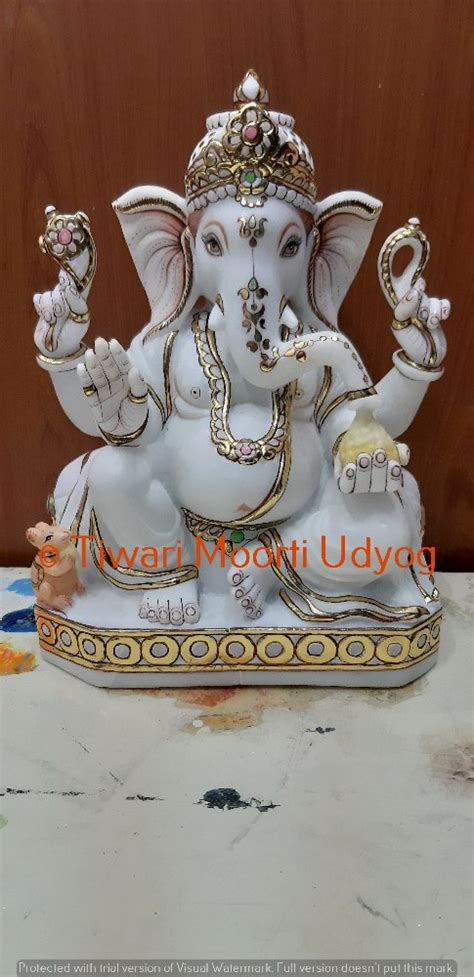 Tiwari Murti White Marble Ganesh Statue Size Upto Packaging