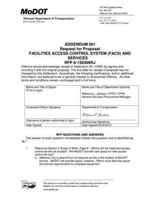 Fillable Online Modot Addendum Missouri Department Of