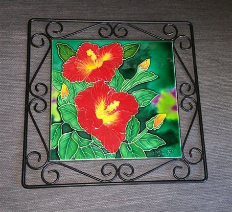 Art Tile Ceramic Wall Display Trivet Artist Wayne Gao Hand Etsy