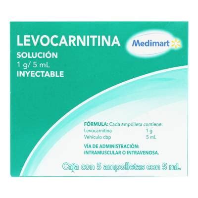 Levocarnitina Medimart 1 g 5 ml solución inyectable 5 ampolletas con 5