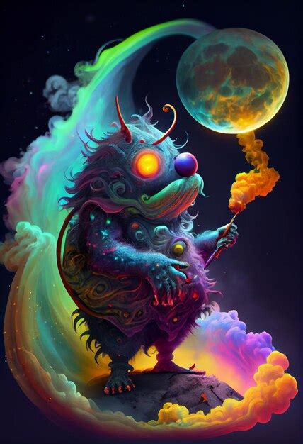 Premium Ai Image Illustration Of A Colorful Creature With A Glowing