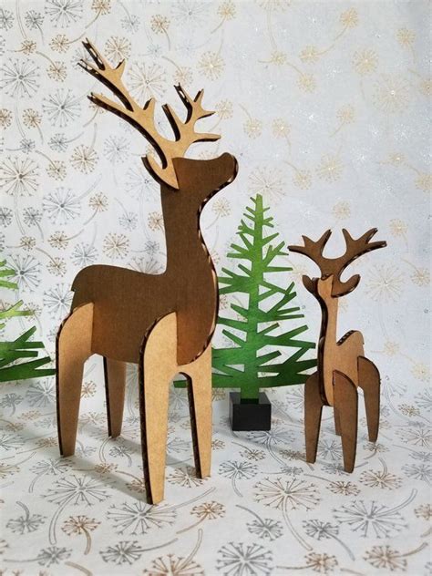 Holiday Decor Deer Duo Deer In Recycled Cardboard Christmas