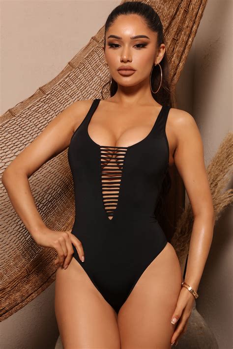 Beachy Vibes One Piece Swimsuit Black Fashion Nova Swimwear Fashion Nova