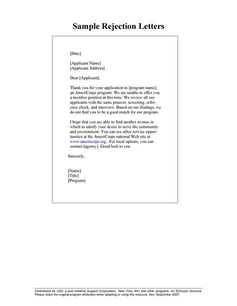 Job Rejection Letter Templates Samples Templatelab