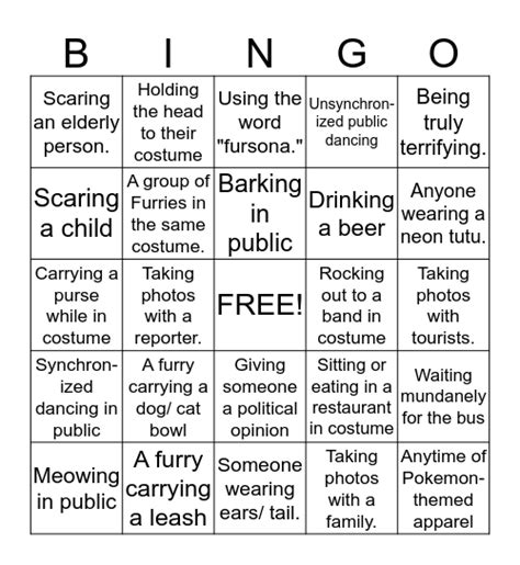 Furry Bingo Bingo Card