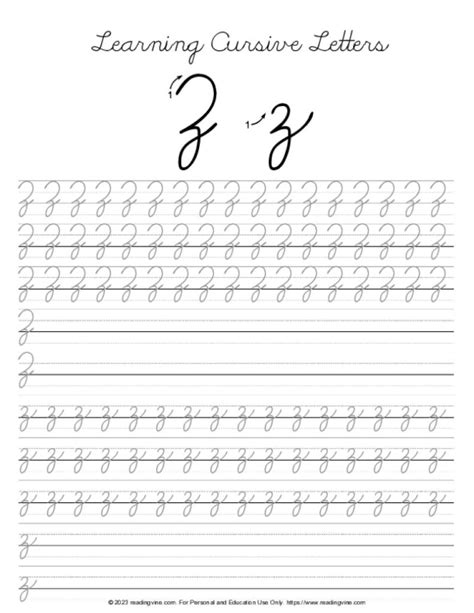 Cursive Letter Z Tracing Image Readingvine