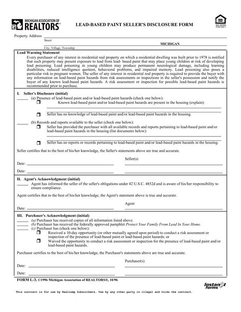 Free Printable Lead Based Paint Disclosure Pdf Tenants Form For Renters