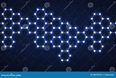 Hexagonal Glowing Molecules Background Neon Molecular Structure Of DNA