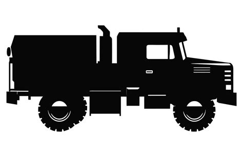 A Military truck silhouette isolated on a white background, Army force ...