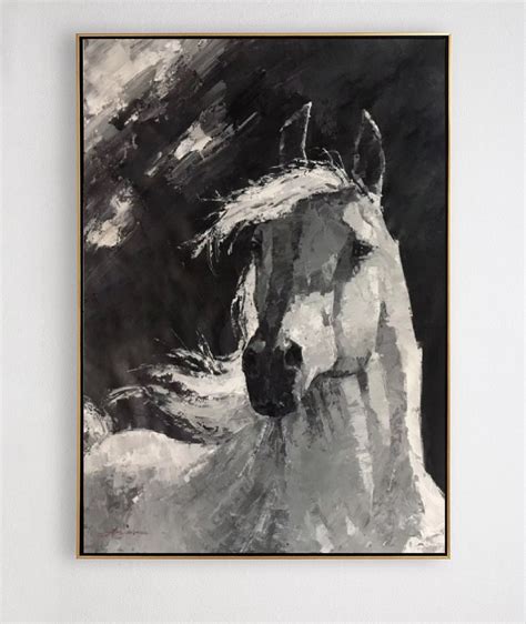 Original Black and White Horse Art,custom Horse Painting,horse Decor ...