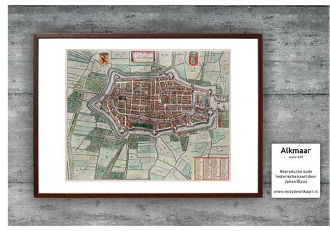 Oude Kaart Alkmaar Plattegrond E Eeuw Originele Gravure Antieke Prent