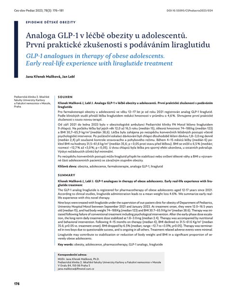 Pdf Glp 1 Analogues In Therapy Of Obese Adolescents Early Real Life Experience With