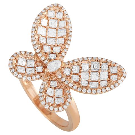 LB Exclusive 18K Rose Gold 1 21 Ct Diamond Butterfly Ring For Sale At