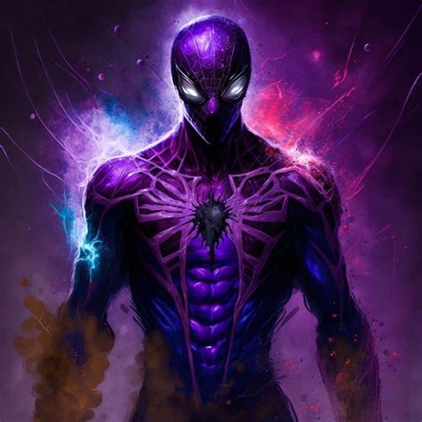 Spider Man With Purple Aura Portrait Purple Aura Male Portrait