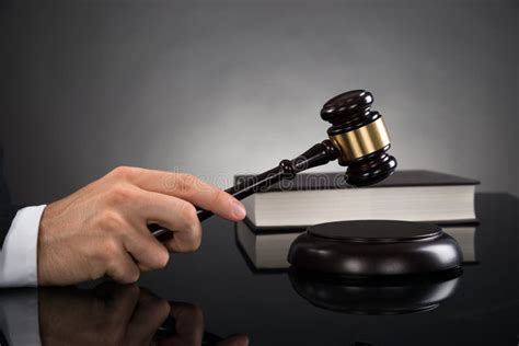 Close Up Of Judge Hitting Gavel Stock Photo Image Of Justice