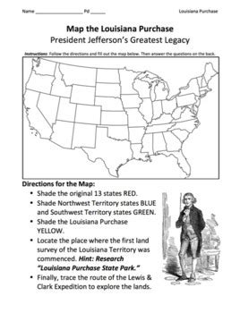 Louisiana Purchase Map Worksheet