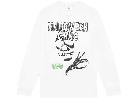 Ovo Halloween Gang Longsleeve T Shirt White Mens Fw22 Us