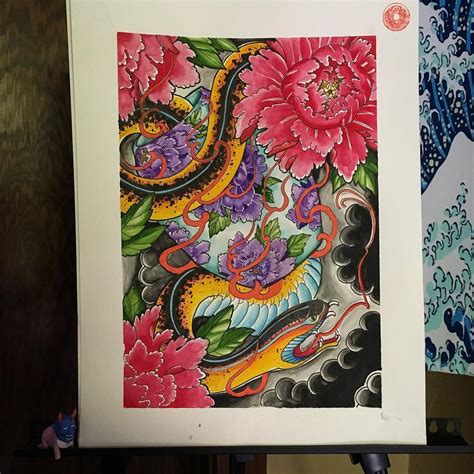 Joesavvatattoosa Painting Based On The Japanese Legend Of The Peony