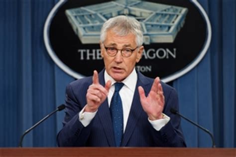 Defense Secretary Chuck Hagel Conducts A Press Briefing