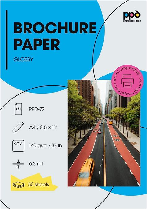 PPD 50 Sheets A4 Inkjet Brochure Flyer Paper 140gsm Double Sided Glossy