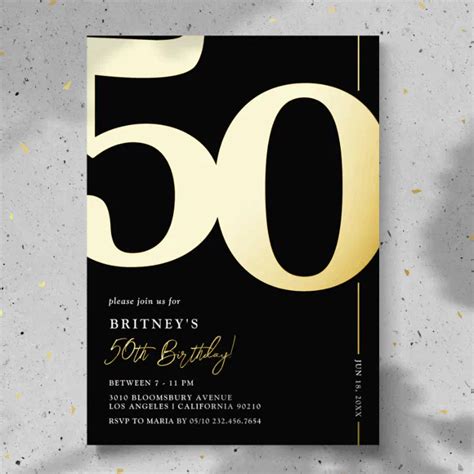 Elegant Fifty 50th Birthday Party Foil Invitation Zazzle