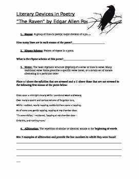 Identifying Poetic Devices Worksheet Answers