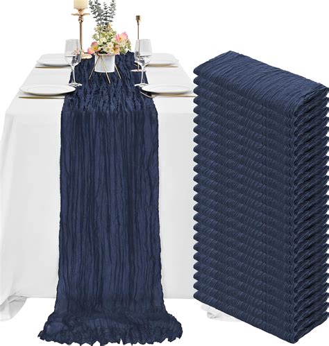 Amazon 24 Pcs Navy Blue Cheesecloth Table Runner 10FT Gauze Table