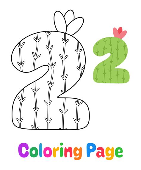 Coloring page with Number 2 for kids 16841574 Vector Art at Vecteezy