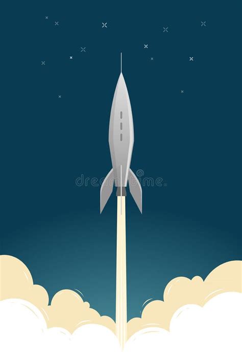 Space Rocket Retro Spaceship Spacecraft Vintage Vector Illustration