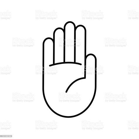 Hand Stop Sign Outline Icon Linear Style Sign For Mobile Concept And