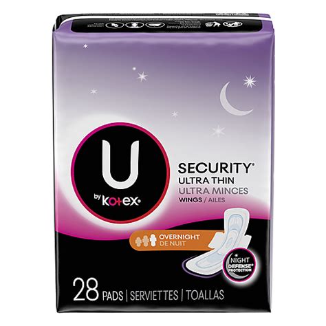 U By Kotex Security Overnight Wings Ultra Thin Pads Ea Cuidado